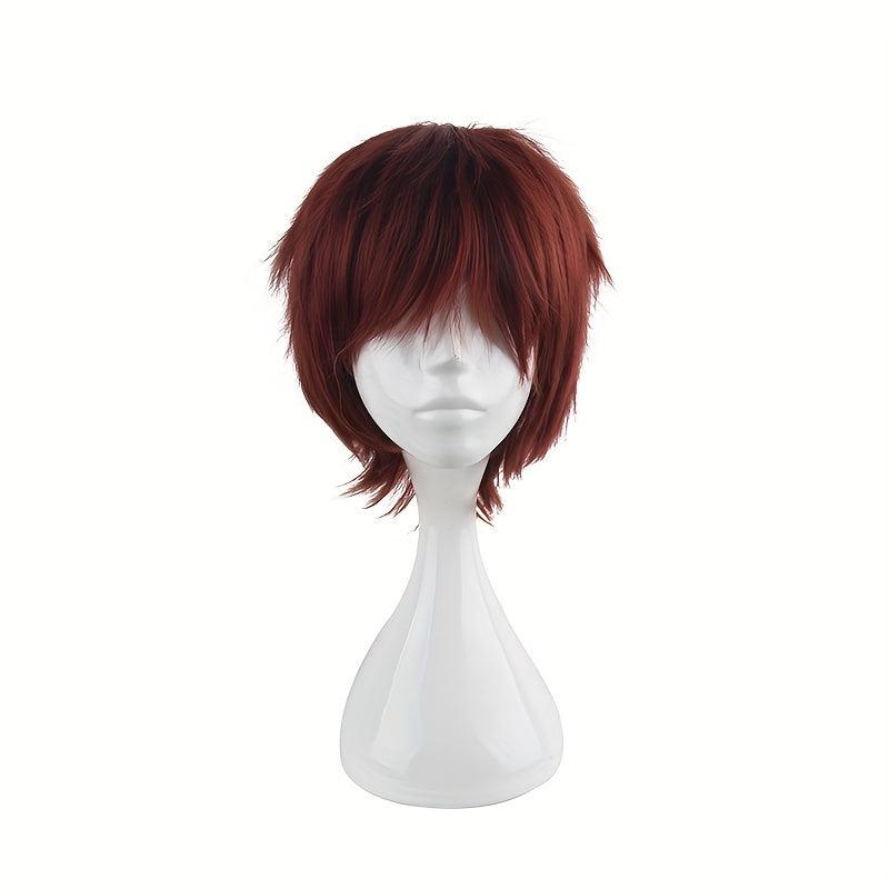 Men's Short Curly Bob Wig with Bangs Heat Resistant
