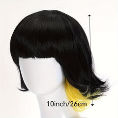 Rainbow Short Straight Wig Synthetic Wig With Bangs Heat Resistant