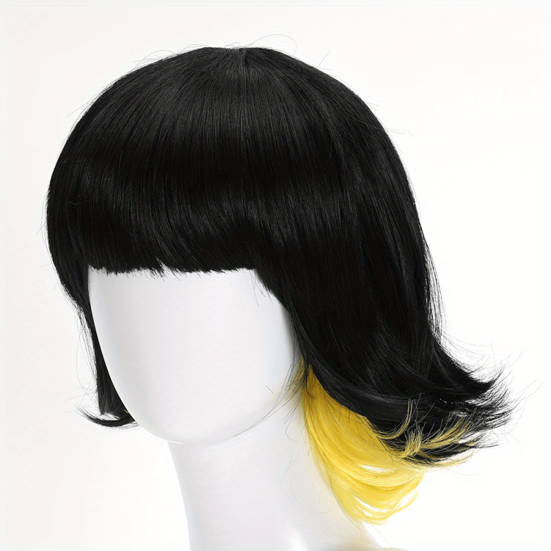Rainbow Short Straight Wig Synthetic Wig With Bangs Heat Resistant