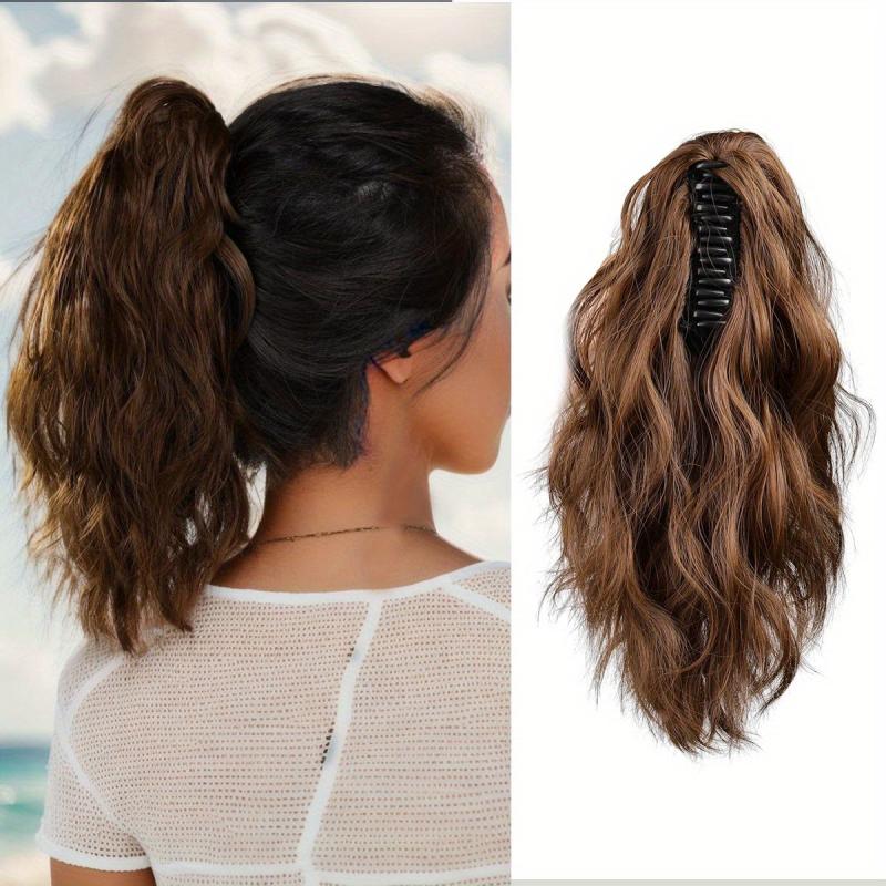 Long Curly Wavy Claw Ponytail Synthetic Clip In Hair Extensions
