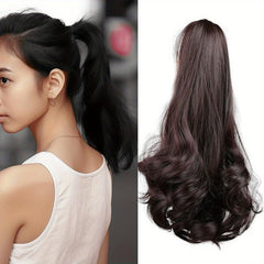 Long Curly Wavy Claw Ponytail Synthetic Clip In Hair Extensions