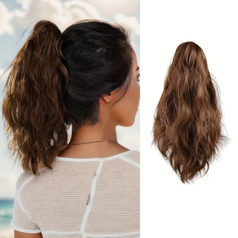 Long Curly Wavy Claw Ponytail Synthetic Clip In Hair Extensions