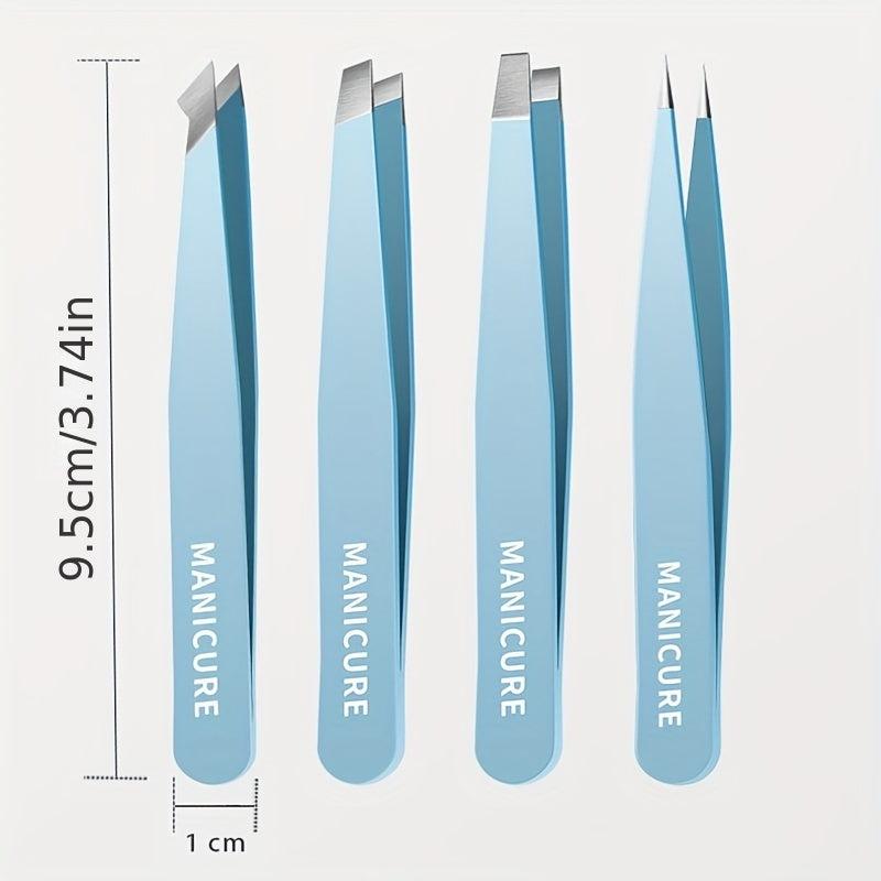 Portable Eyebrow Shaping Tool Set Stainless Steel Tweezers & Eyebrow Clip