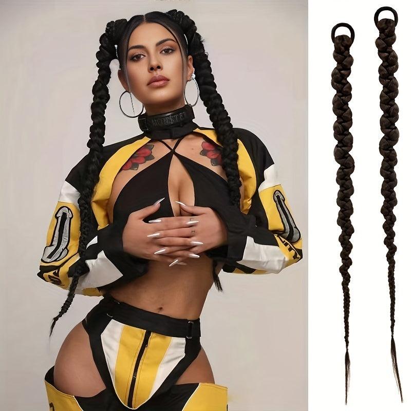 88 9 Cm Extra Long Twist Braid Ponytail Extensions With Rubber Band