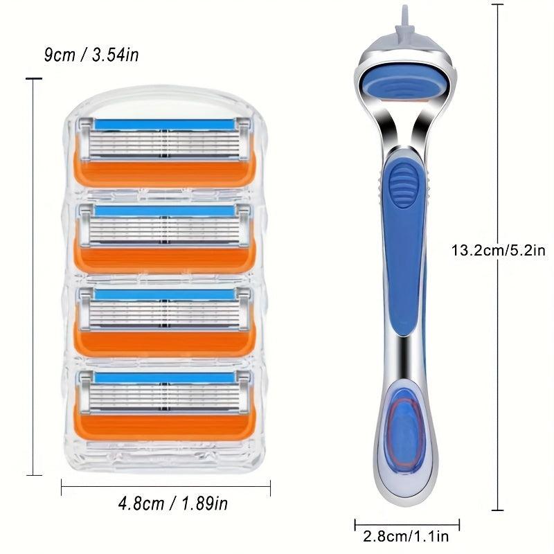 Men's 5-Layer Stainless Steel Razor Set with Replaceable Blades