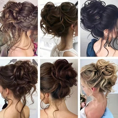 Messy Bun Hairpiece Curly Wavy Hair Scrunchie Extensions Claw Clip Updo