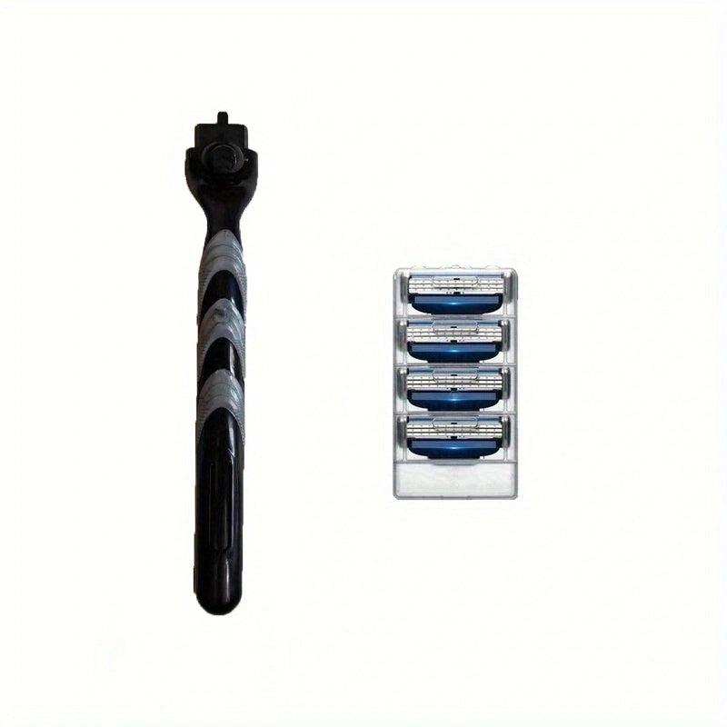 Men's 4-Blade Razor Manual Beard Scrapper Set