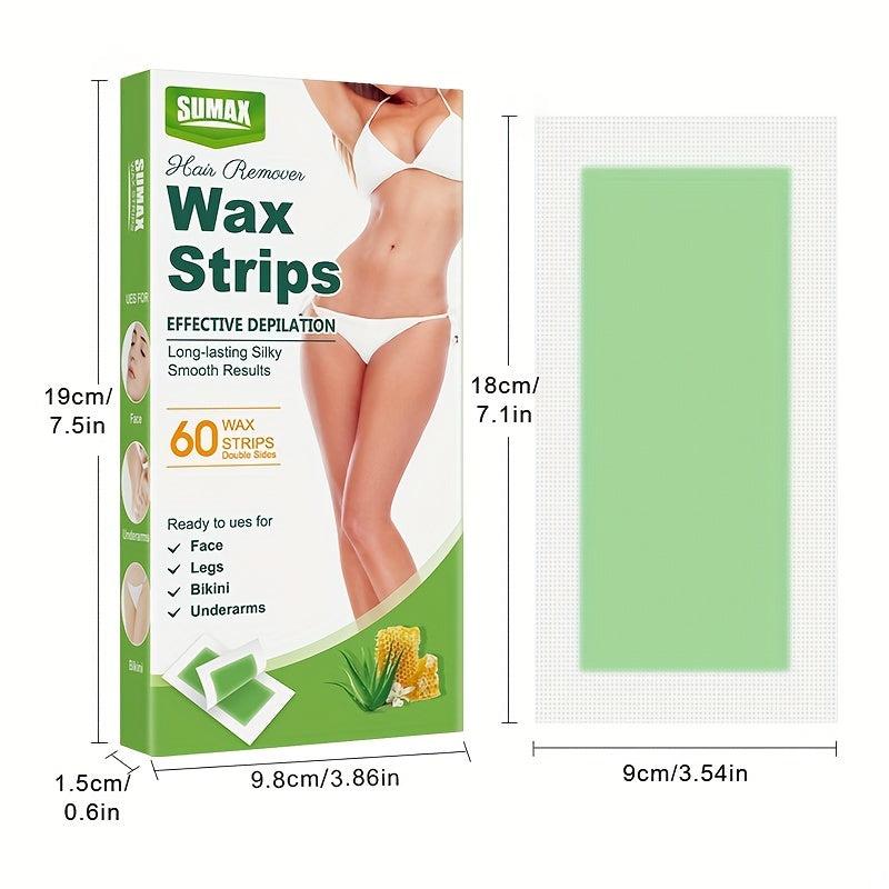 60 Counts Wax Strips Kit for Painless Hair Removal