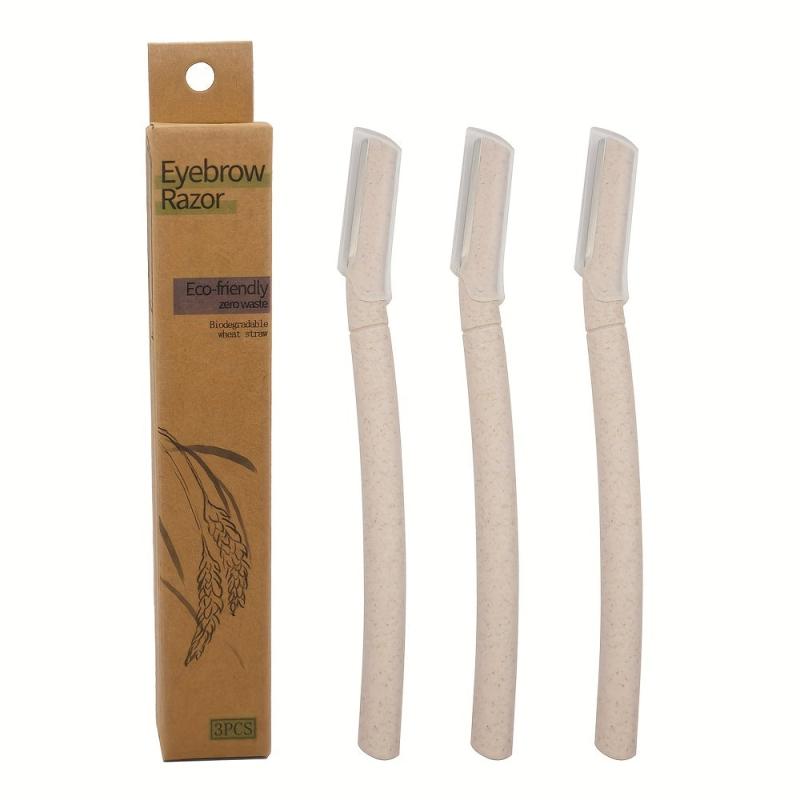 3pcs Eco Friendly Dermaplaning Tool Set Wheat Straw Razors for Men & Women