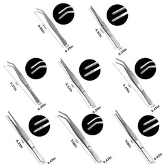 2PCS Stainless Steel Round Head Tweezers Curved Serrated Tip Gardening Tools