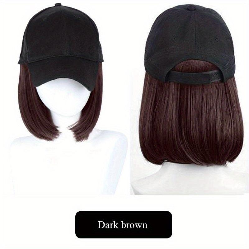Short Straight Bob Wig Adjustable Size Synthetic Hairpiece
