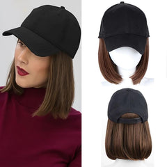 Short Straight Bob Wig Adjustable Size Synthetic Hairpiece