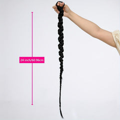 Long Braided Ponytail Extension Elastic Hair Tie Straight Wrap Around Women