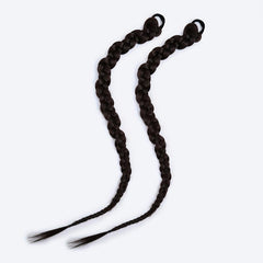Long Braided Ponytail Extension Elastic Hair Tie Straight Wrap Around Women