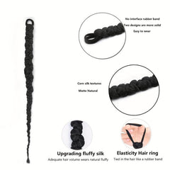 Long Braided Ponytail Extension Elastic Hair Tie Straight Wrap Around Women