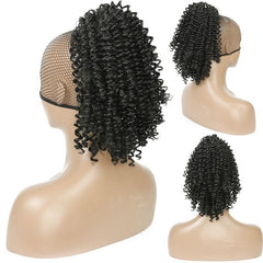 Short Deep Curly Drawstring Ponytail Extensions Synthetic Clip In Hair