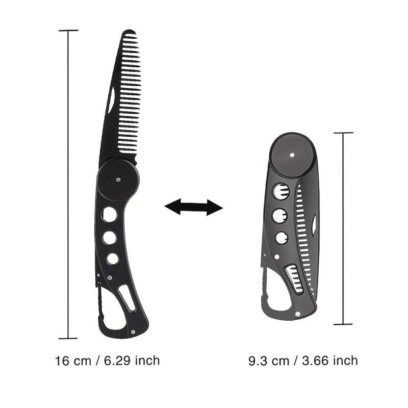 Stainless Steel Folding Beard Comb Portable Anti Static Comb For Men