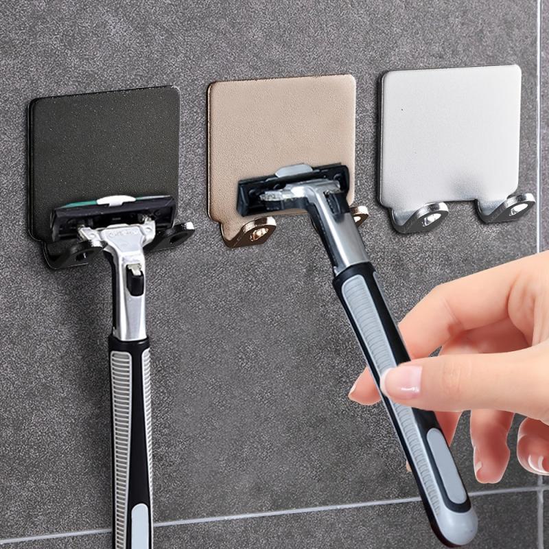 2Pcs Punch Razor Holder Storage Hook Wall Bathroom Razor Rack