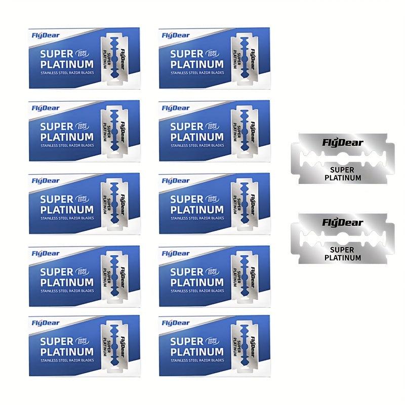 100 Count Double Edge Razor Blades for Men - Platinum Stainless Steel