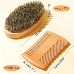 Beard Brush & Comb Set Boar Bristle Brush Wooden Comb
