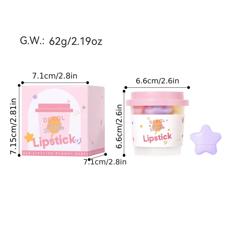6 Pcs Star Mini Lipstick Set, Candy Matte Velvet Mist, Waterproof Lipgloss