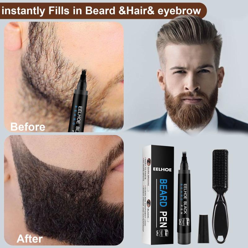 Beard Pen And Brush Set Men's Beard Pencil Filler & Brush Tool Multicolor