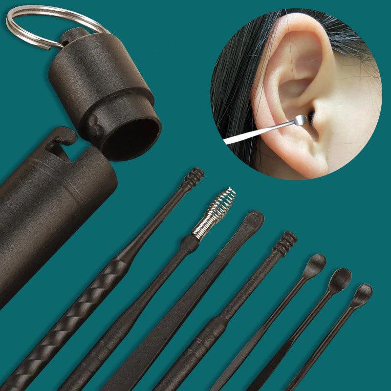 7PCS Ear Cleaner Earwax Removal Tool Spring Spoon Ear Pick Cleanser Care