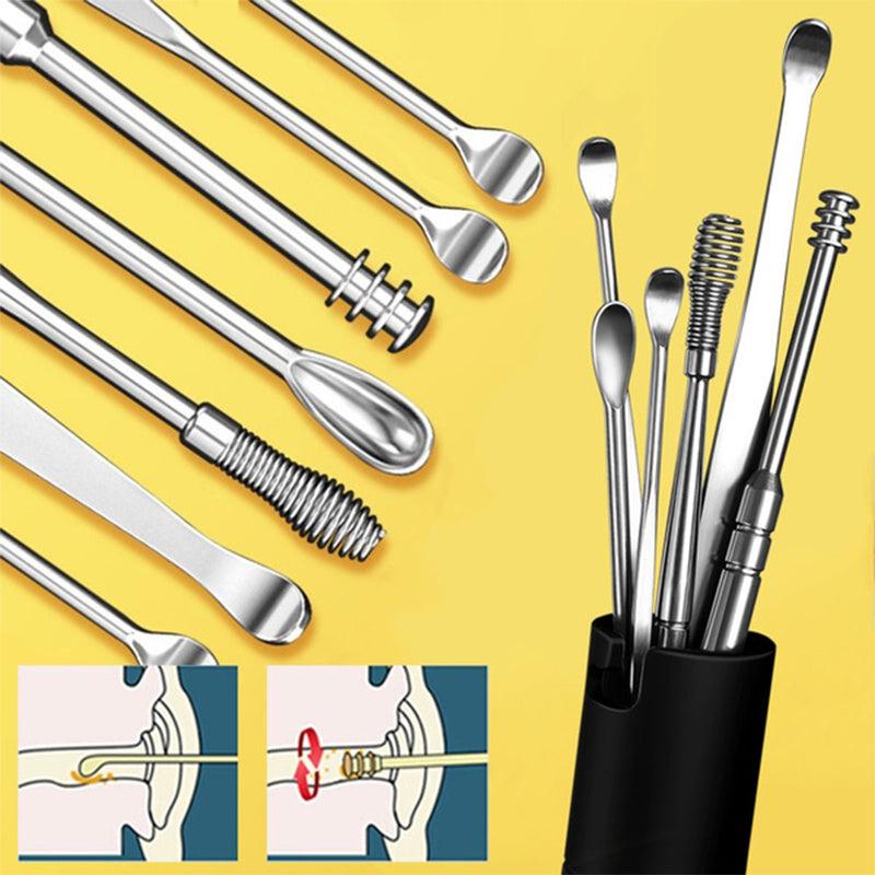 7PCS Ear Cleaner Earwax Removal Tool Spring Spoon Ear Pick Cleanser Care