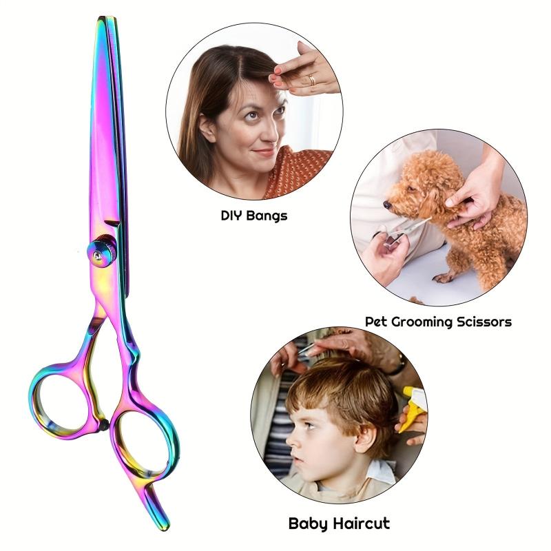 8-Pc Stainless Steel Hair Cutting Scissors Set for Barbers & Salons Rainbow
