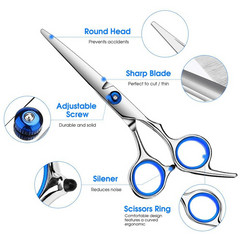 Professional Hair Cutting Scissors Set - Razor and Thinning Shears Included