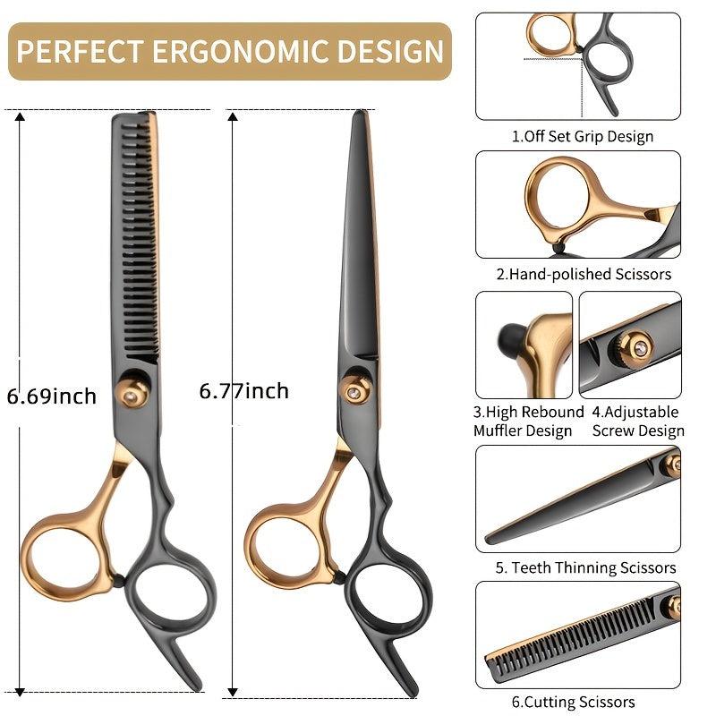 Stainless Steel Hair Cutting Scissors & Thinning Shears for Salon Use