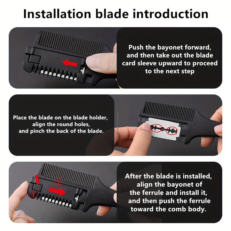 Hair Cutting Comb with 10pcs Blades for Styling, Thinning, and Trimming