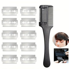 Hair Cutting Comb with 10pcs Blades for Styling, Thinning, and Trimming