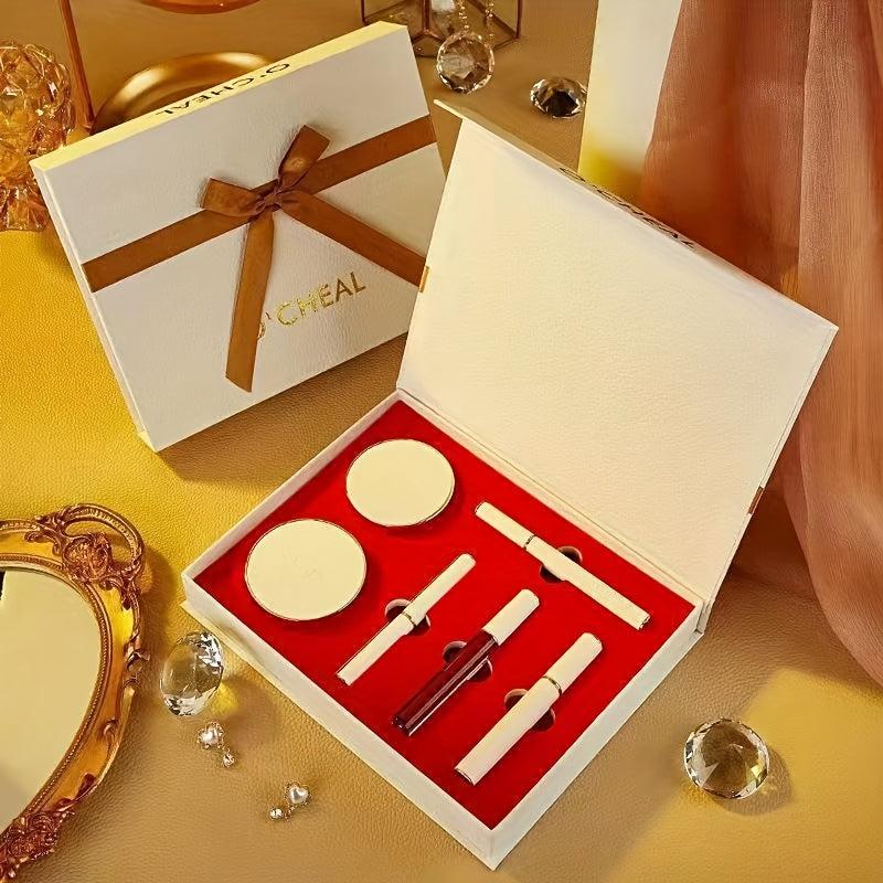 Valentines Makeup Set: Lipstick, Lip Glaze, Eyeliner, Mascara, Powder