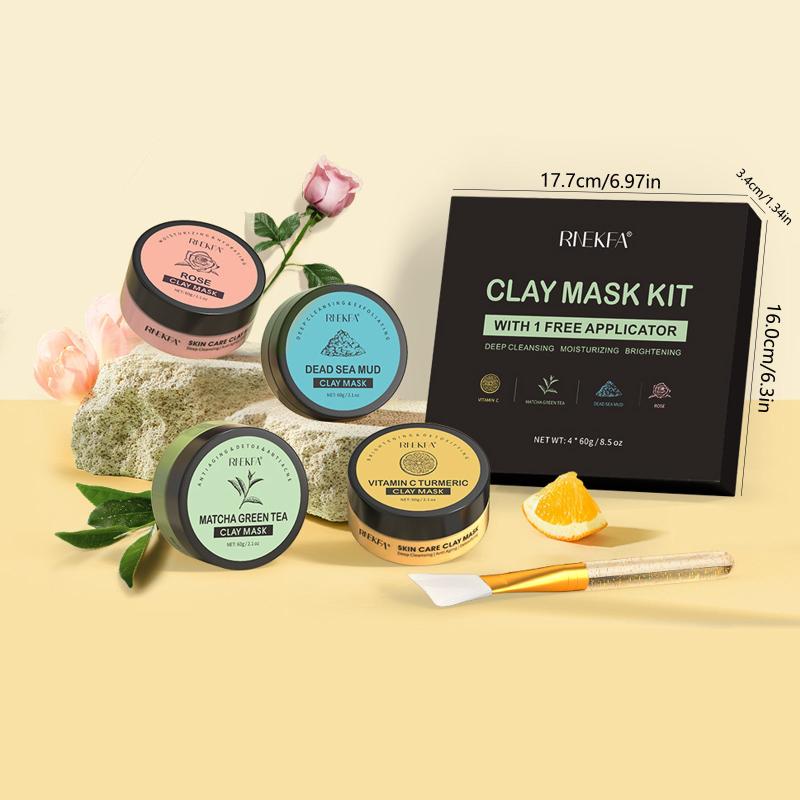Clay Mask Set Turmeric Vitamin C Green Tea Dead Sea Mud Rose Skin Care Face Mask