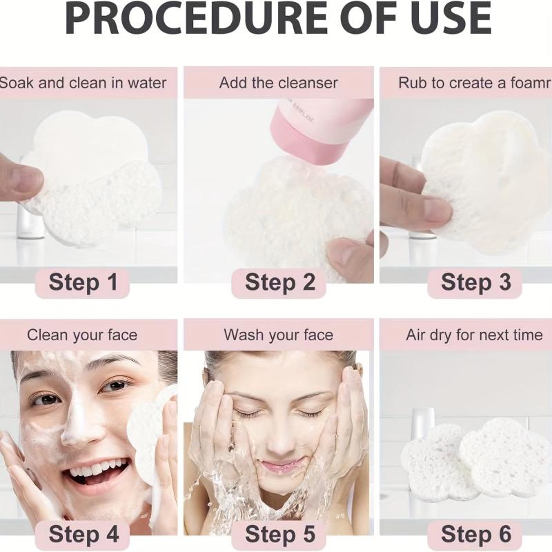 Flower Shape Compressed Facial Sponges Natural Cleansing Pads Exfoliating