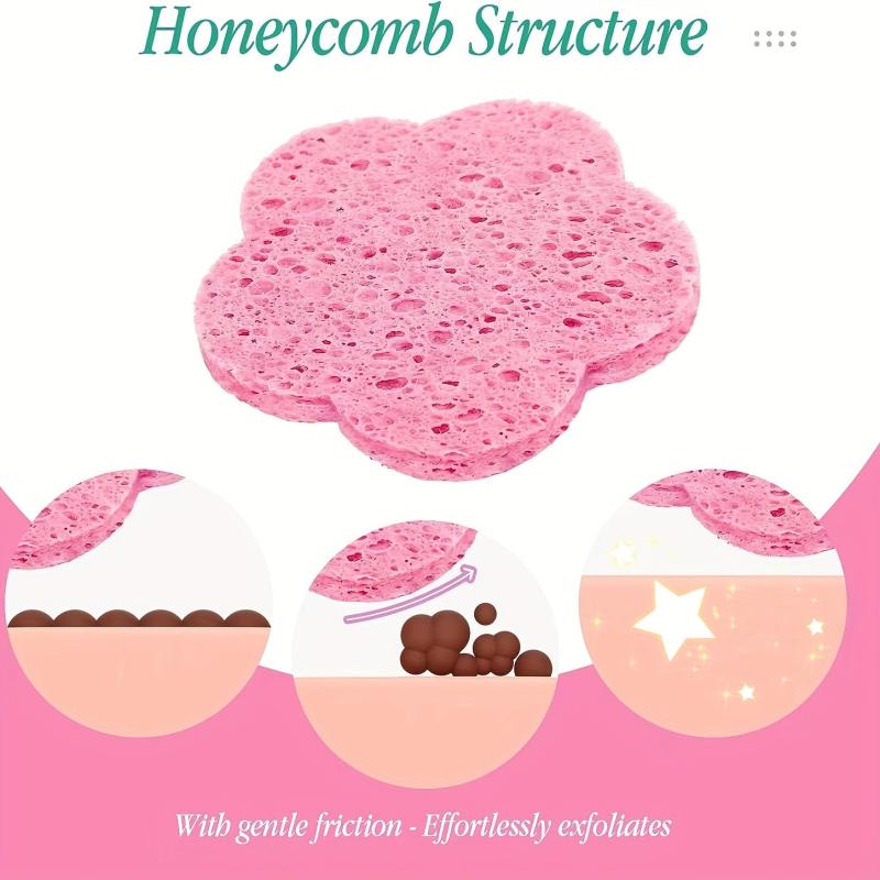 Flower Shape Compressed Facial Sponges Natural Cleansing Pads Exfoliating