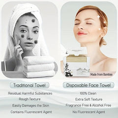 Bamboo Disposable Face Towel Biodegradable Large Dry Face Wipes 60 Count Box