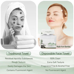 2 Pack Bamboo Disposable Face Towels Biodegradable Large Dry Face Wipes