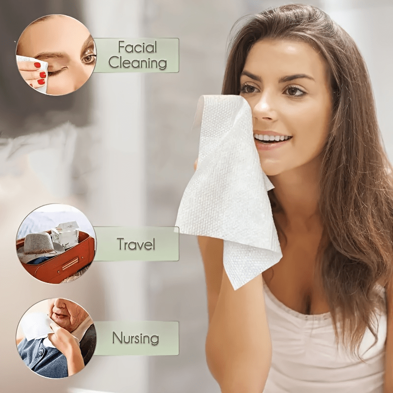 2 Pack Bamboo Disposable Face Towels Biodegradable Large Dry Face Wipes