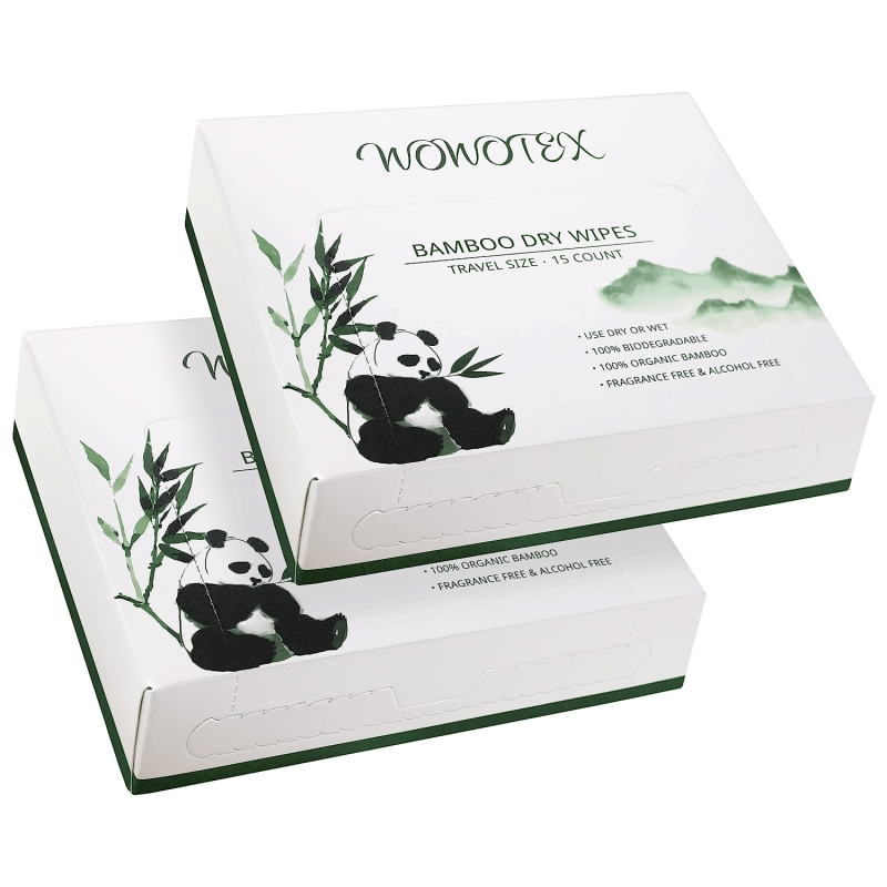 2 Pack Bamboo Disposable Face Towels Biodegradable Large Dry Face Wipes
