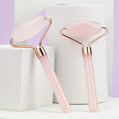 Rose Quartz Eye Massage Roller Acrylic Handle