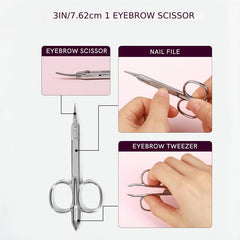 Curved Tip Eyebrow Scissors 3pcs Set