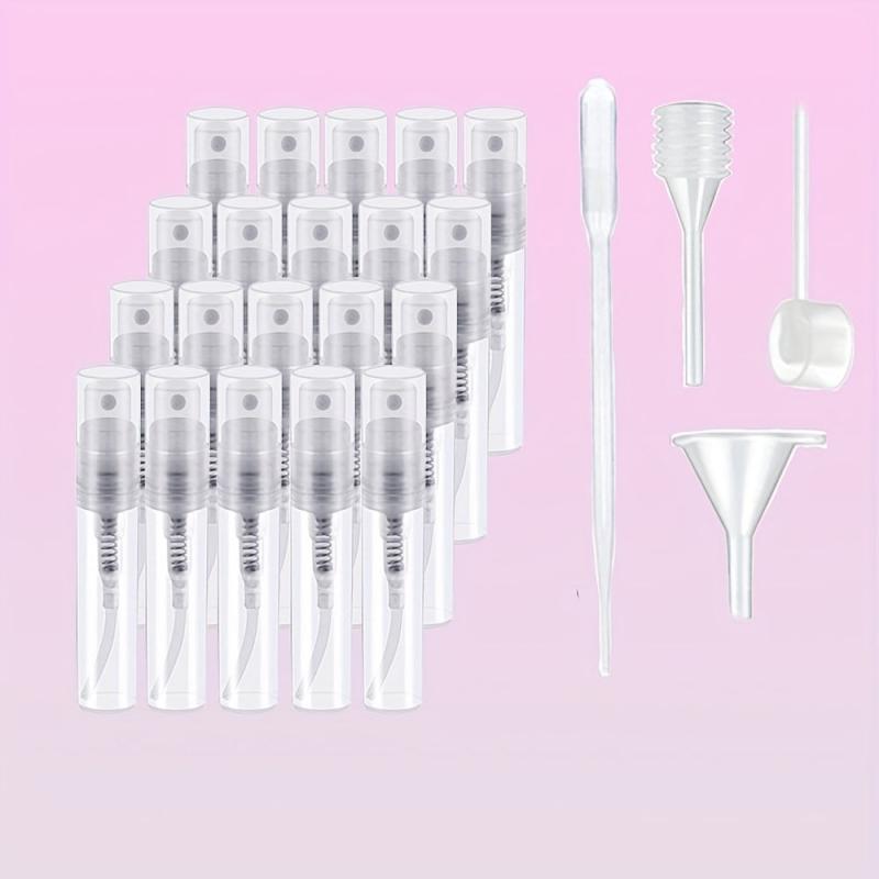 20 Mini Clear Plastic Spray Bottle Portable Refillable Perfume Atomizer 2ml