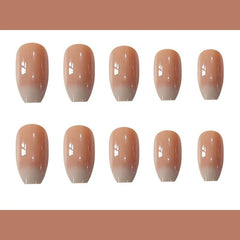 Ombre French Press Nails Medium Gradient Glossy Acrylic False Nails