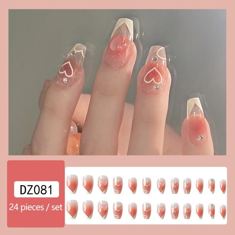 Heart Shaped Blush Press On Nails for Women