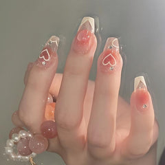 Heart Shaped Blush Press On Nails for Women