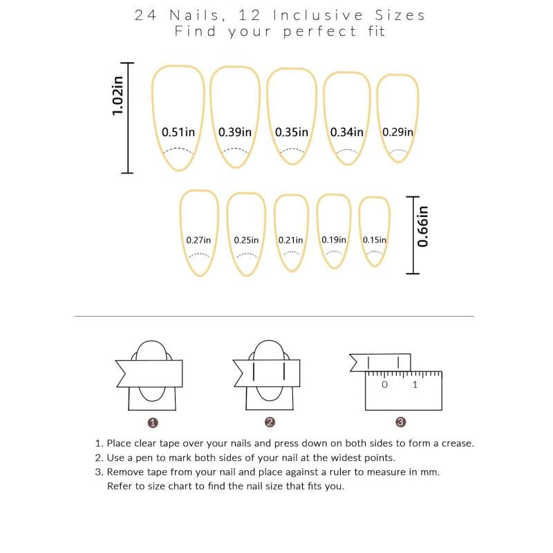 24 pcs Press On Nails Medium Acrylic Nails for DIY Manicure