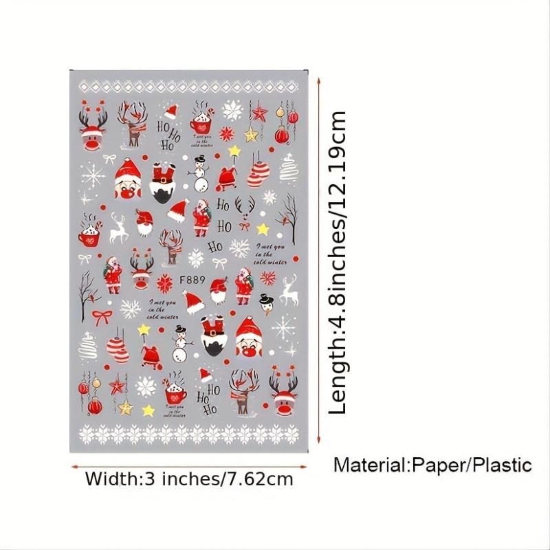 Christmas 3D Nail Stickers Santa Fawn Socks Tree Self Adhesive Nail Stickers