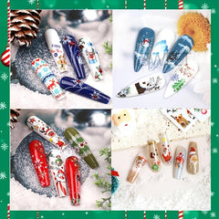 Christmas 3D Nail Stickers Santa Fawn Socks Tree Self Adhesive Nail Stickers